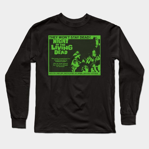 Green Night of the Living Dead Long Sleeve T-Shirt by MondoDellamorto